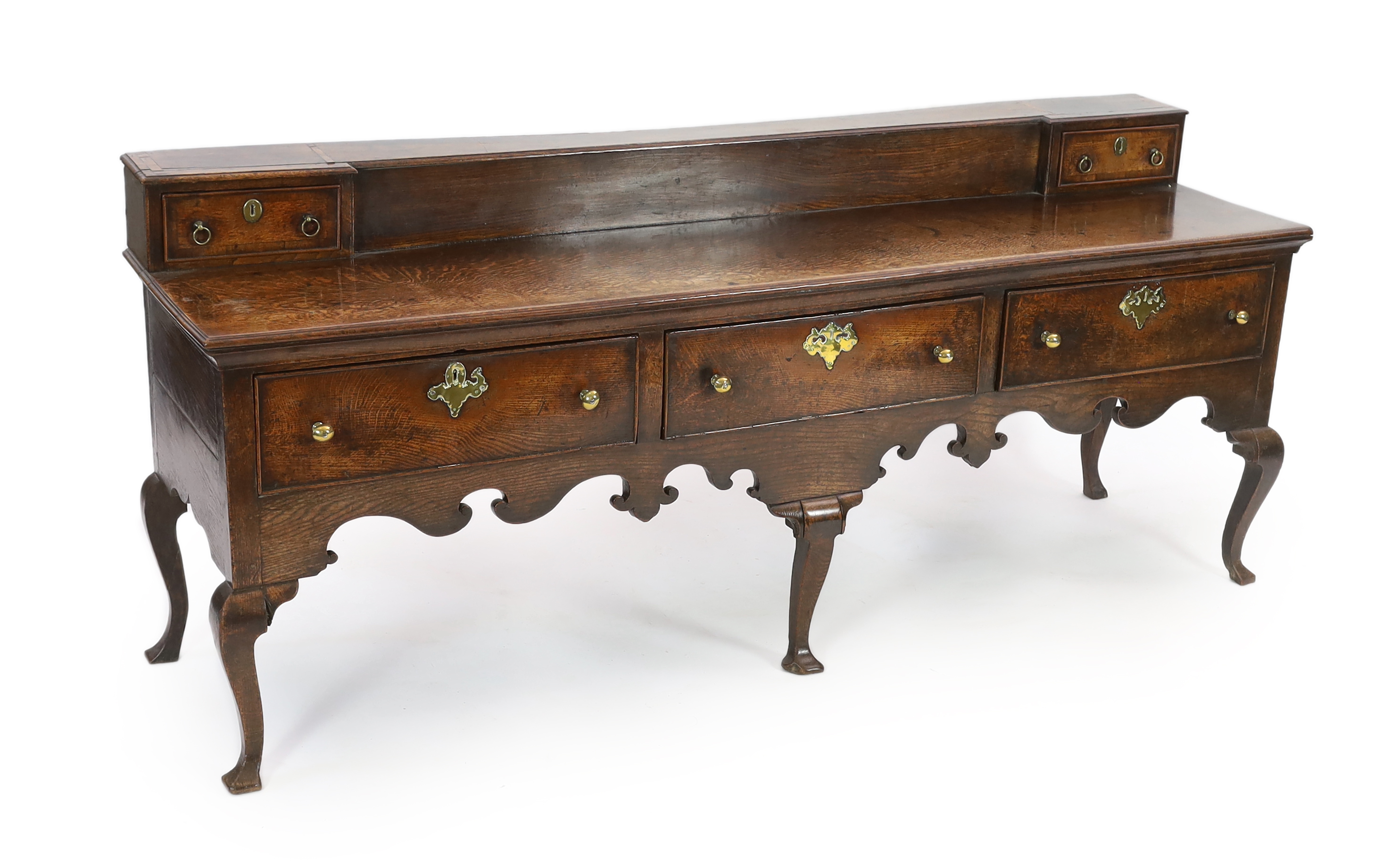 A late 18th century oak dresser base